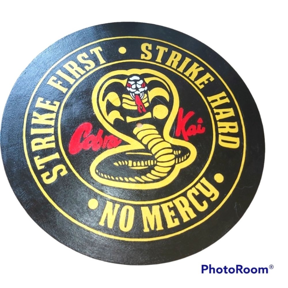 Hand-painted Vinyl Record Painting ~ COBRA KAI - Framed